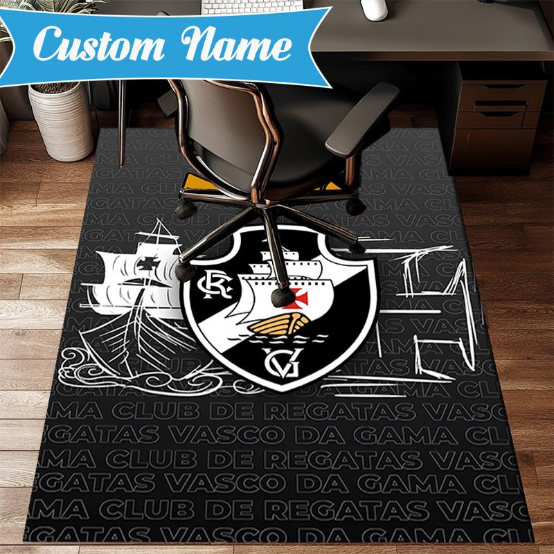 Custom Name Vasco Da Gama Crest Rug Game Carpet, Floor Mat for Bedroom Living Room Entryway Rug, Home Decor Idea Gift for Christmas Birthday