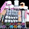 Set de kit Pro Nail Art Pudră acrilică Glitter Strass Brush File Instrument de manichiură