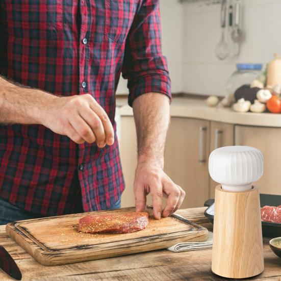 Wooden Pepper Grinder Manual Salt And Pepper Mill Adjustable Coarse-grained Grinder Refillable Salt Mill with Ceramic Lid for Salt Pepper