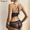 Set de lenjerie intimă pentru femei fără sârmă Dantela Sexy Sutien spate frumos din catifea