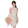 GRAXIA Cabaret Mini American Size L Dress, Dress, Sleeve, Sleeveless, Lace, Women's, White,