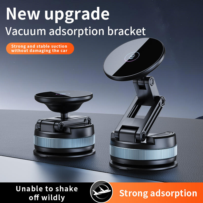 Magnetic Vacuum Suction Car Phone Holder Foldable & Extendable Mount for Windshield/Dashboard Universal Fit for All Smartphones