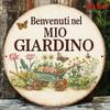 Tin Sign  Vintage Durable Metal Plaque Wall Decor Benvenuti Nel Mio Giardino Italian Garden Home Office Bar Man Cave Wall Art