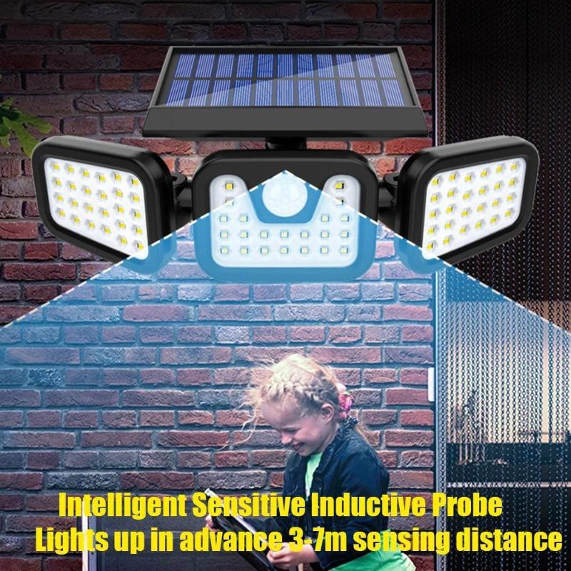 LED Solarleuchten Bewegungsmelderleuchten 3 Modi Außen Wasserdicht Sonnenlicht Solarbetrieben Straßenlaterne Wandleuchte Garagenbeleuchtung