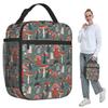 Plant Mushroom Pattern Insulated Lunch Bag for Women Office Cooler Thermal Food Box Tote Portable Lunch Boxes Container