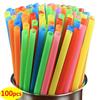 100pcs Long Drinking Straws Colorful Plastic Wide Straw Milk Tea Juice Cocktail Drink Straw Birthday Party Kitchen Accessories