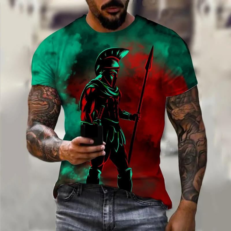 Vintage Spartan 3D Printing Graphic T Shirts for Men Short Sleeve Tee Tops Fashion Oversized Streetwear Men's Casual Clothing