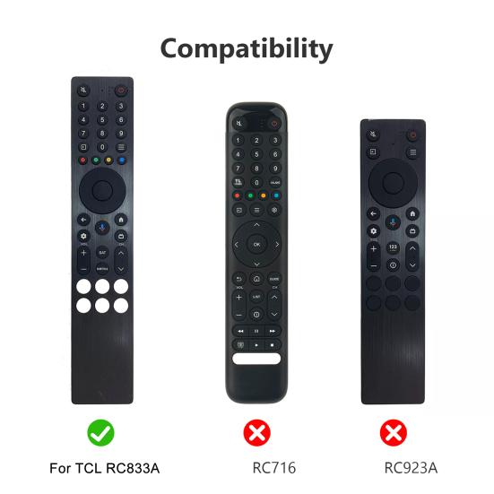 Silicone Remote Control Cover Protective Case Shockproof Impact Resistant Waterproof Remote Control Shell with Lanyard for TCL RC833A