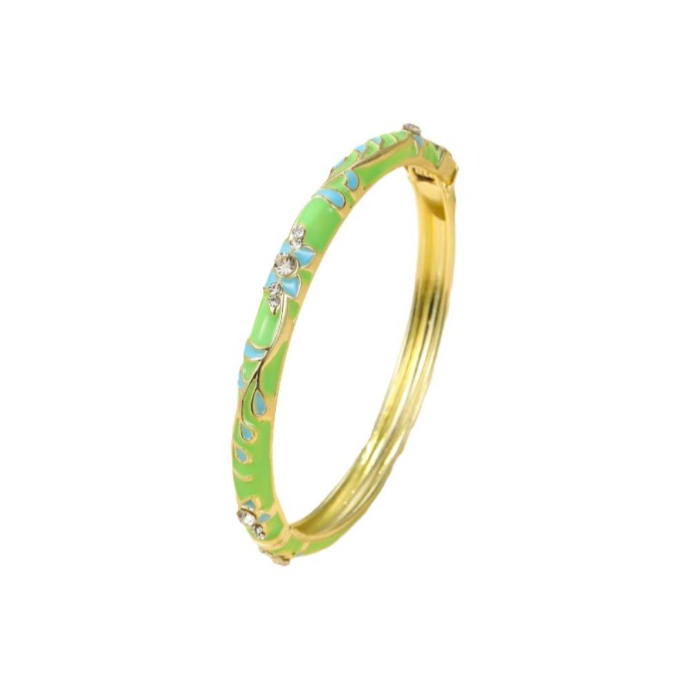 Elegant Enamel Flower Bangle Colorful Enamel Vintage Cloisonne Bangle  Ladies