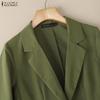 ZANZEA Women Turn Down Collar Long Sleeve Casual Thin Cardigan Blazer
