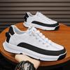 Chunky Sneakers Men Soft Sole Running Shoes Fashion Casual Leather Fabric Breathable Height Increased Flat Platform Board Shoes