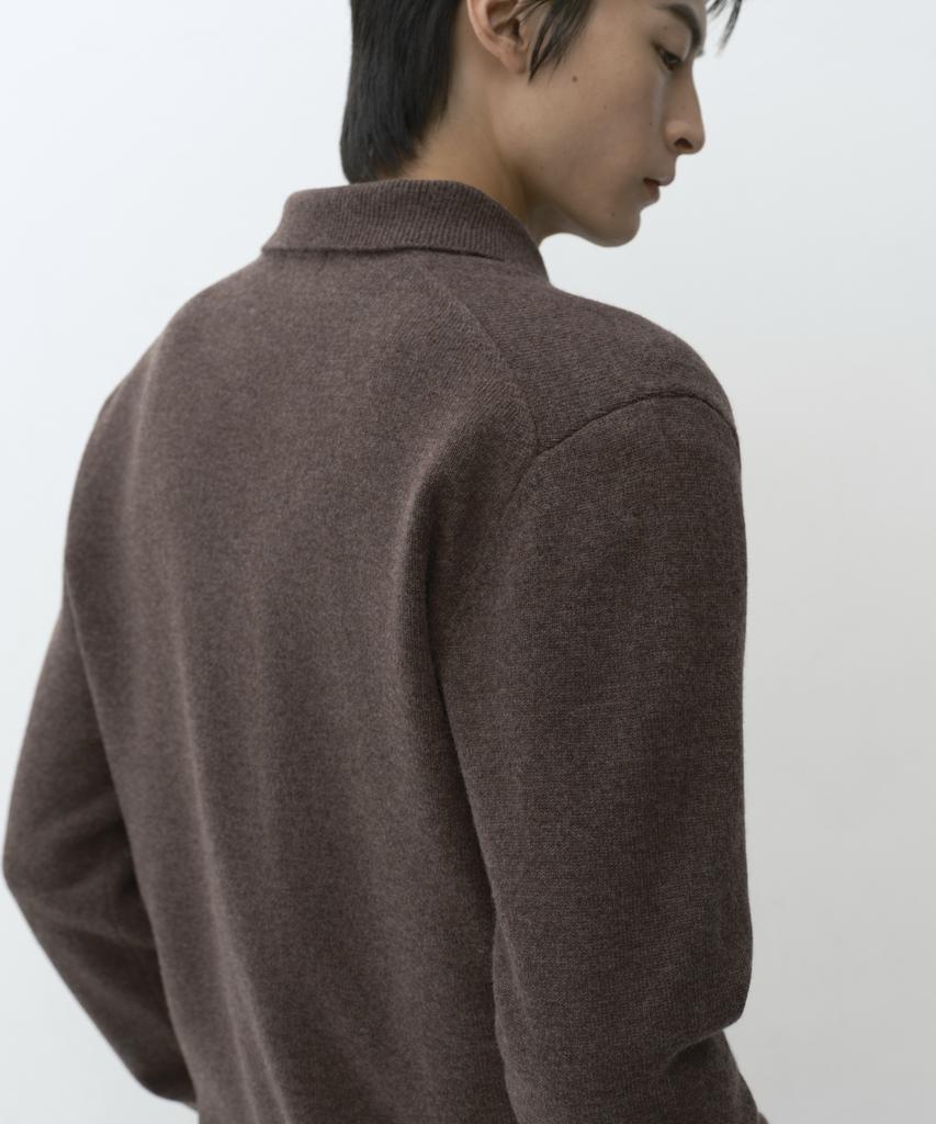 MUSINSA STANDARD [Victoria Wool] Minimal Collared Knit [Brown]