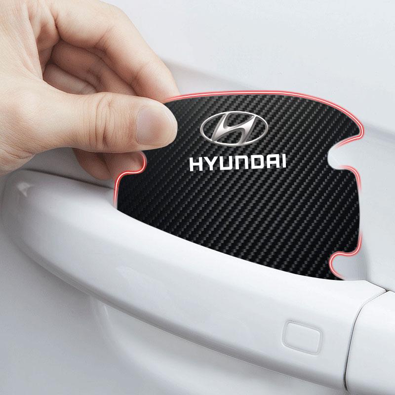 4PCS Car Door Handle Protection Sticker Emblem Car Decoration Styling For Hyundai I30 Tucson Veloster Kona I10 I35 Elantra Santa Fe Gadget