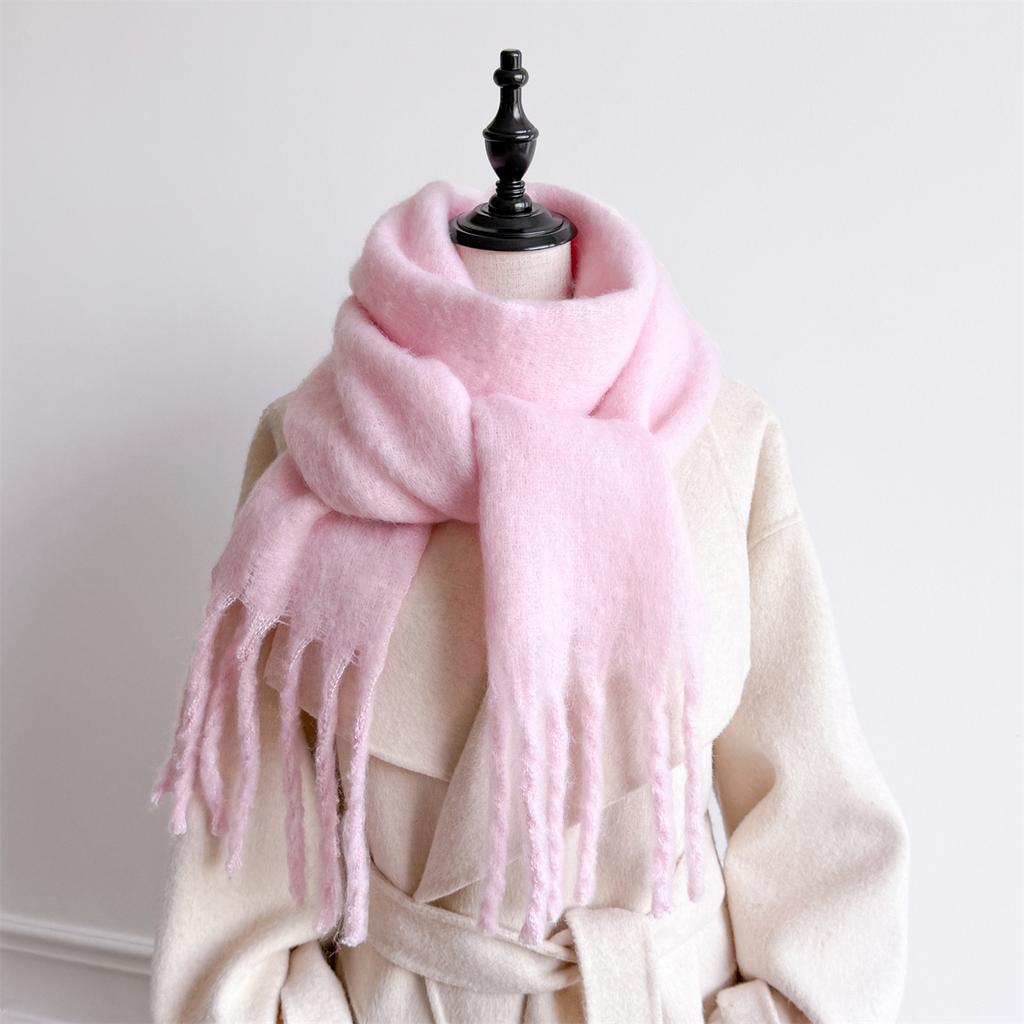 20*200cm Small Long Cashmere Scarf Women Thick Winter Warm Solid Color Shawl Wraps Tassel Hijab Stoles Foulard Femme Pashmina
