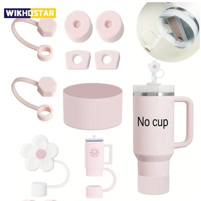 9pcs Accessories Set Plus 6 Pcs Silicone Spill Proof Stopper 2 Pcs Straw Cover Cap for 9-10 Mm Straws 1pc Boot for Stanley Cup