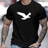 Eagle Pattern T-shirt, Summer and Autumn Men's Casual Street Style Slightly Stretched Round Neck Cotton T-shirt