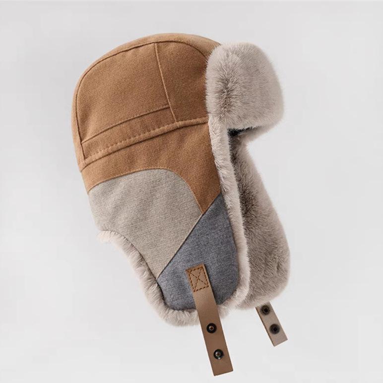 Chapéus de Inverno Quentes com Proteção para Orelhas Femininos Chapéus à Prova de Vento para Bicicleta Masculinos Chapéus do Nordeste e Moda Coreana