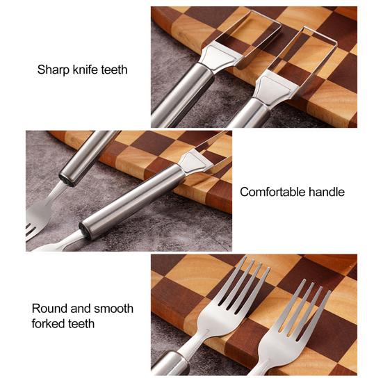 Watermelon Cutter Fruit Fork Melon Mango Cube Cutter Stainless Steel Dual-Headed Watermelon Fork Cutting Tool for Slicing
