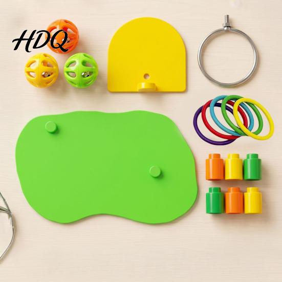 Small Bird Toss Ball Games Parrot Basketball Hoop Toy Interactive Ring Game Play Stand Agility Training Enrichment Toy for Parakeets Cockatiels