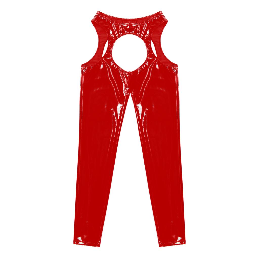 Women's Wetlook Leggings Leather Trousers Shiny Open Butt Trousers Tights Panty Trousers Long Pants Clubwear
