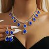 Bridal Necklace Set High-End Crystal Colored Clavicle Chain Earrings Two-Piece Set