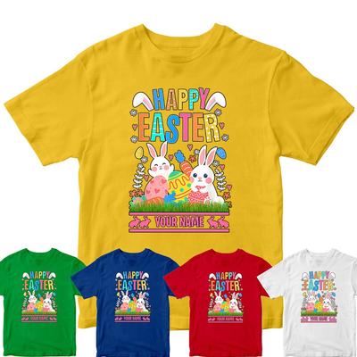 Personalised Hoppy Easter Boys Girls T-Shirts Costume Fancy Dress Tee-ED