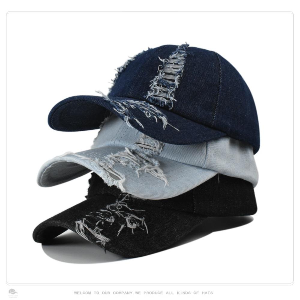 Men Women Vintage Adjustable Denim Baseball Caps Sunscreen Hats Distressed Hole Cap Baseball Hats