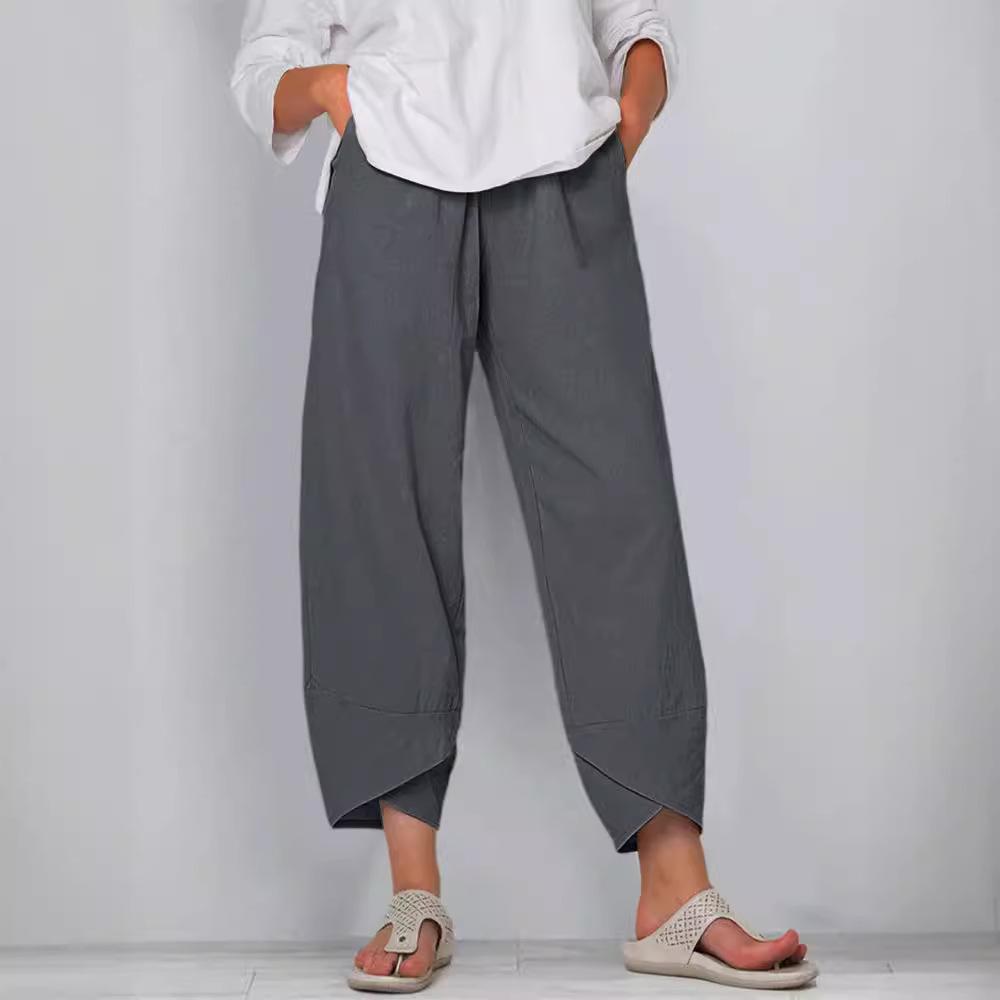 Simple Loose Casual Nine-Point Pants for Lady In Plus Sizes: New Cross-Border Solid Color Collection