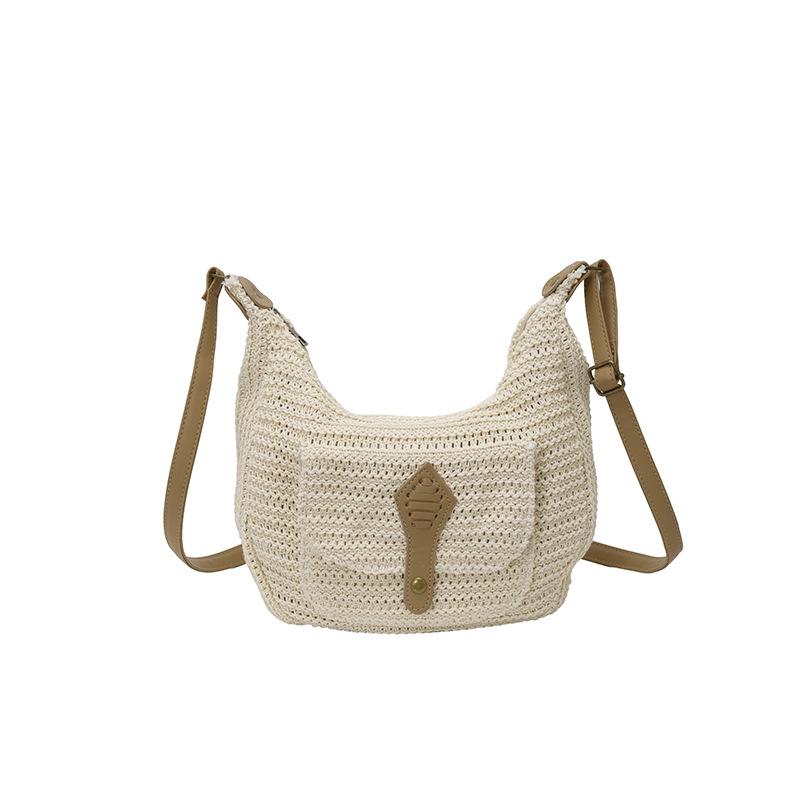 Large Capacity Woven Women's Bag, Commuting Bag, Crossbody Bag, Beach Style Dumpling Bag
