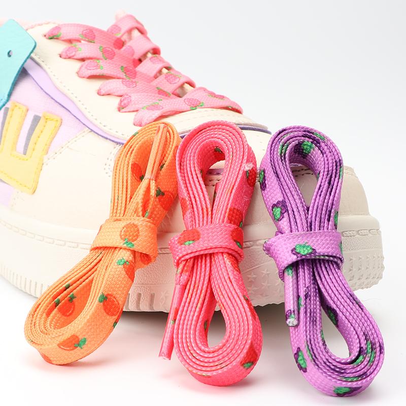 1 Paar Platte Schoenveters voor Schoenen Sneakers Schoenveters voor Tennis Print Fruit Schattige Schoenveters Printpatroon Schoenveter Sportveters