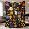 2026 Latest Flannel Blanket 1pc Vibrant Sun and Moon Print Flannel Blanket Soft, Cozy, Multi-Purpose Throw for Bed, Sofa, Office, and Travel,  Space-T