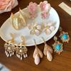 Trendy Baroque Enamel Flower Earrings Exquisite Sweet Oil Drop Flower Ear Studs Alloy Temperament Korean Style Earrings Jewelry