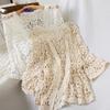 Summer Thin Mid-sleeve New Solid Color Lace Jacket Women's Cardigan Hollow Knitted Top 2022 Fashion Casual Handmade Sweater