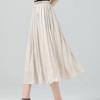 Damen Weinrot Fließender Chiffon Midi-Rock - Hochtaillierter Plissee-Schirmrock mit Elegantem Glanz