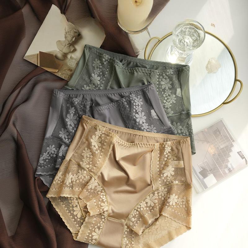3pcs/set Women Panties High-rise Mesh Sexy Briefs Lingerie Female Underwear