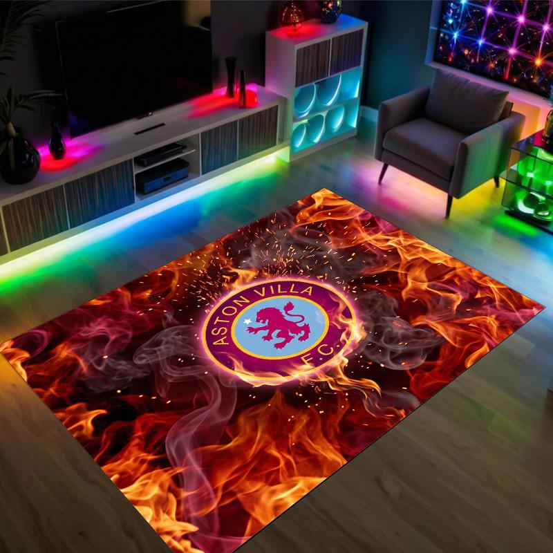 Design Fotbal Aston Villa Covor de Catifea de Cristal Confortabil Non?Covor imprimat antiderapant pentru dormitor, living, hol
