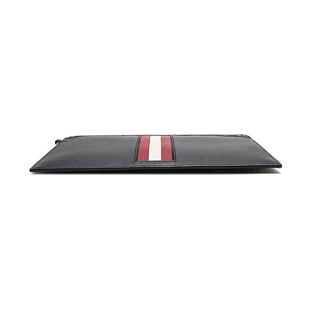 Bally Classic Red And White Striped Business Casual Commuter Leather Clutch Bag Men Clutch Bag Black BENERY-HP-100