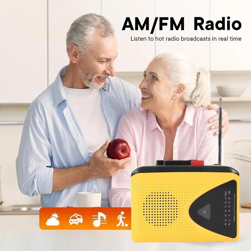 Přenosný kazetový přehrávač - Nahrává na pásku, AM/FM rádio, Stereo, s mikrofonem, reproduktorem a 3,5mm jackem