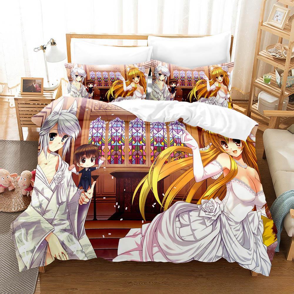 3D Printing Anime Kawaii Girls Kanokon Bedding Set Single Twin Full Queen King Size Bed Set Adult Kid Bedroom Duvet cover Sets