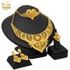 24K Gold Plated Arab Women's Bridal Necklace Earrings Ring Bracelet Indian Women's Jewelry Set