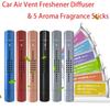 Car Air Vent Freshener Perfume Diffuser Metal Air Conditioning Outlet Clip with 5 Aroma Fragrance Sticks Auto Interior Accessory