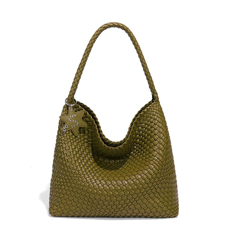 European and American Hand-woven Women's Bags with Large Capacity for Commuting, Shoulder and Underarm Bags, and A Laid-back Casual Tote Bag