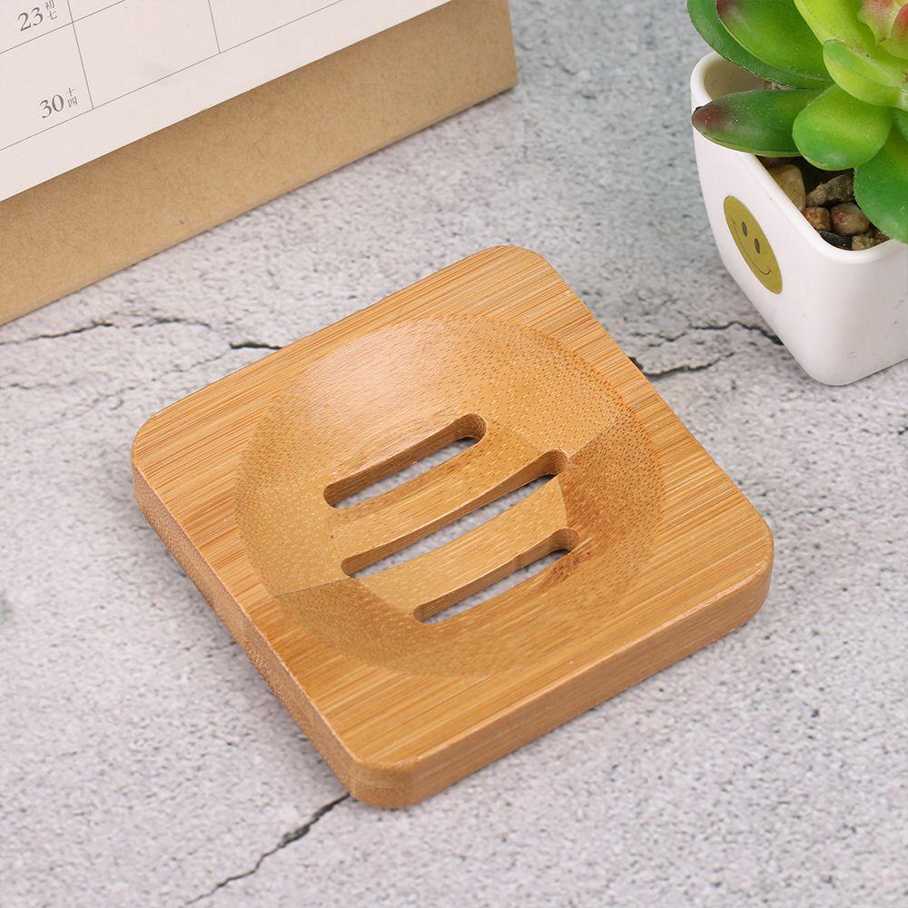 Portable Wash Shower Toilet Soap Tray Container Bamboo Box Soap Dish Box