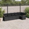 Vidaxl 6-Cz. Garden Furniture Set With Cushions, Black Poly Rattan