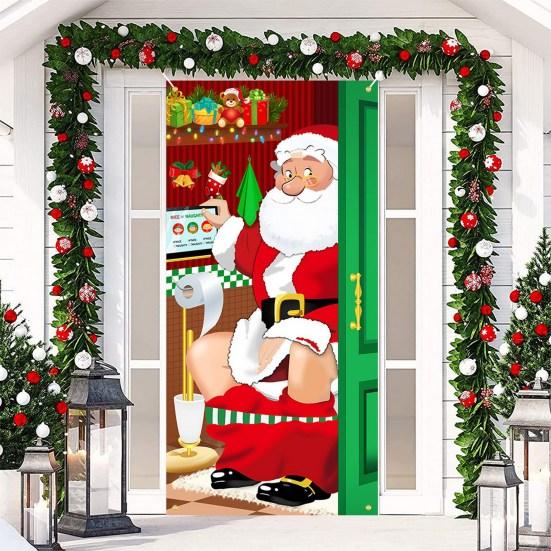 Creative Dog Xmas Tree Gift Background Decor Christmas Door Curtain Banner Outdoor Photo Christmas Hanging Cloth Hanging Blanket