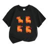Kinder Jungen Mädchen 100% Baumwolle Rundhals Kurzarm T-Shirt, Niedlicher Cartoon Orange Capybara 4-Panel Lustiger Grafikdruck Lässiges Leichtes Sommer-T-Shirt für Kind
