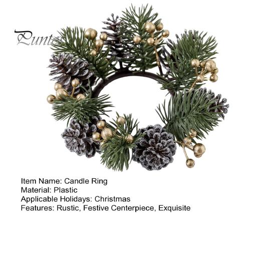 Weihnachtskerzenring, künstliche Tannennadeln, Tannenzapfen, Beeren, Girlande, rustikaler festlicher Kerzenkranz für die Tischdekoration zu Hause