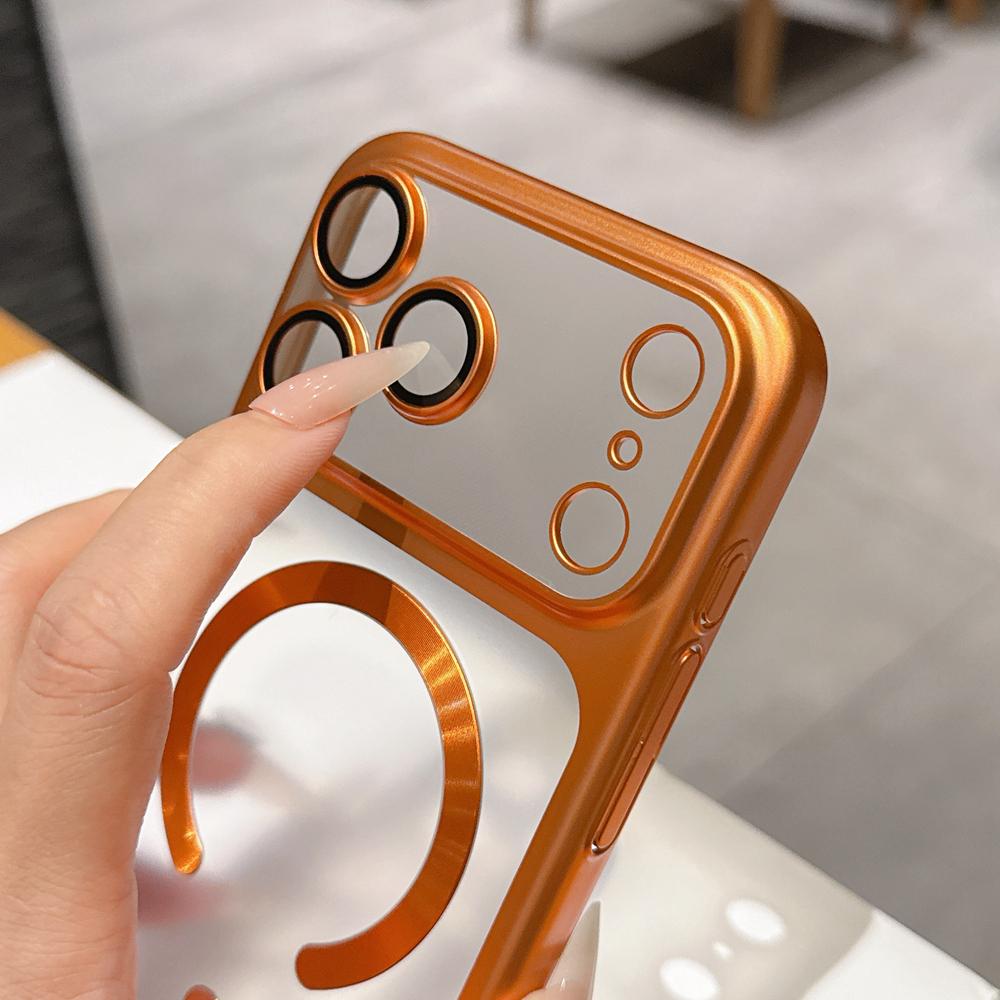 KEYSION Plating Transparent Matte Magnetic Phone Case for MagSafe for iPhone 17 Pro Max Air Hard PC Lens Film Shockproof Cover