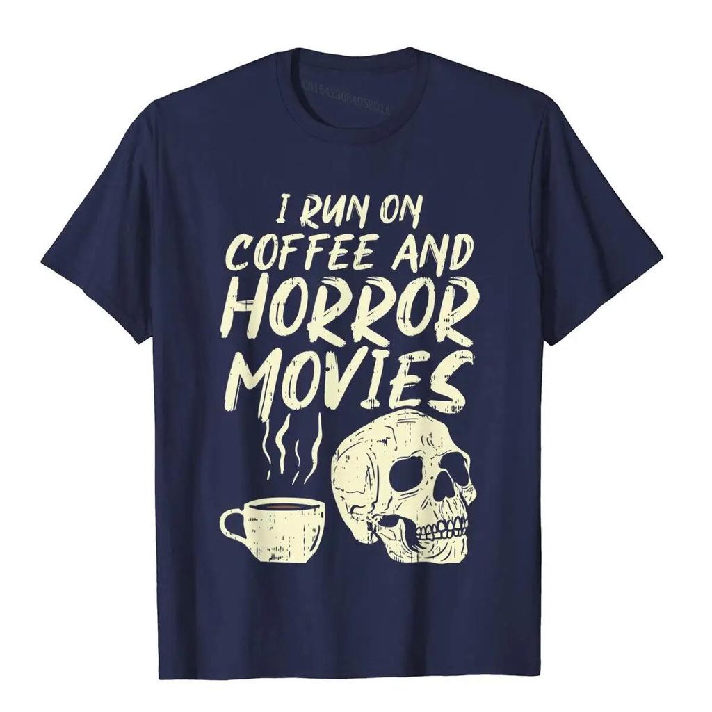 Biegam Kawa Horrory Czaszka Szkielet Zabawny Halloween 2020 T-Shirt Bawełna Unisex T-Shirty Outdoorowe Topy i Koszulki Modne Preppy