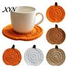 Rustic Farmhouse Tableware Handmade Pumpkin Crochet Coasters for Mugs Bowls, Heat Resistant Yarn Soft Table Placemats Drink Mats Autumn Decor,